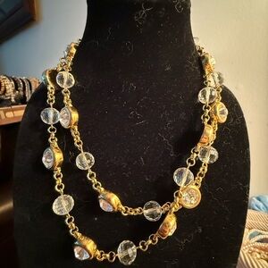 Vintage JBK 30” Crystal & Gold-Tone Necklace